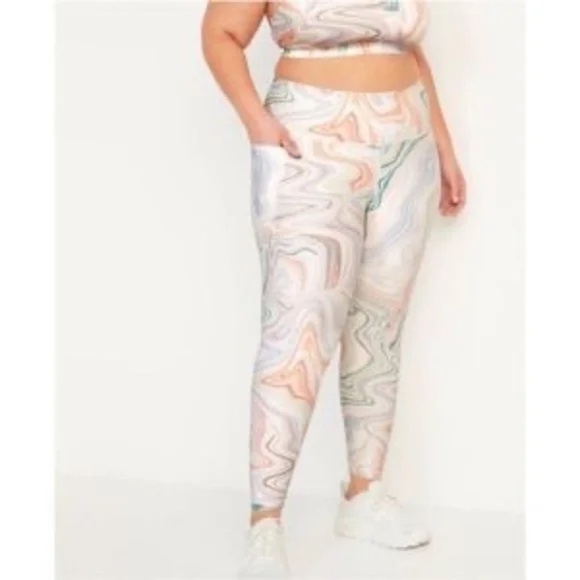 Plus Size XXL  Old Navy Powersoft High Rise Go Dry Stretch Leggings Pockets - Picture 1 of 7